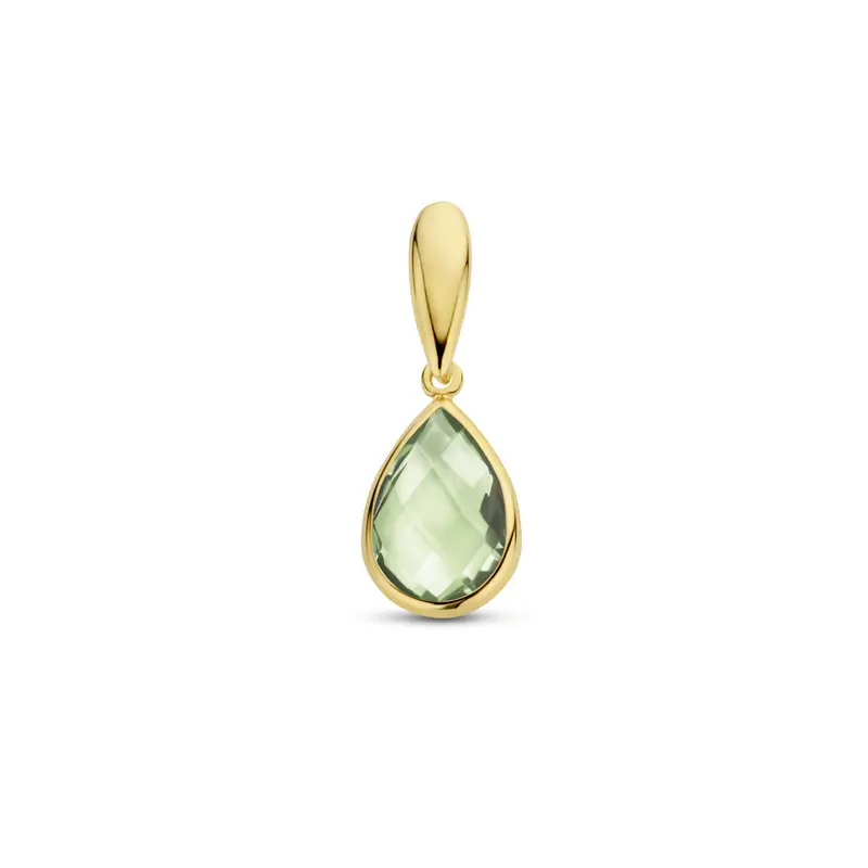 Hanger groen amethist 14K geelgoud 12,5 mm