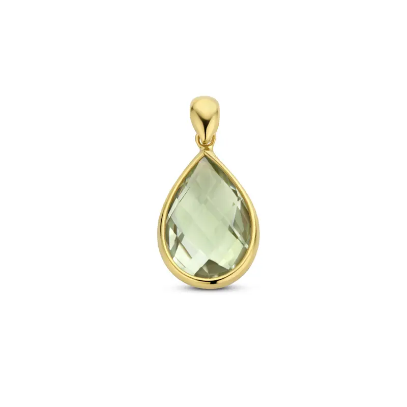 hanger groen amethist 14K geelgoud