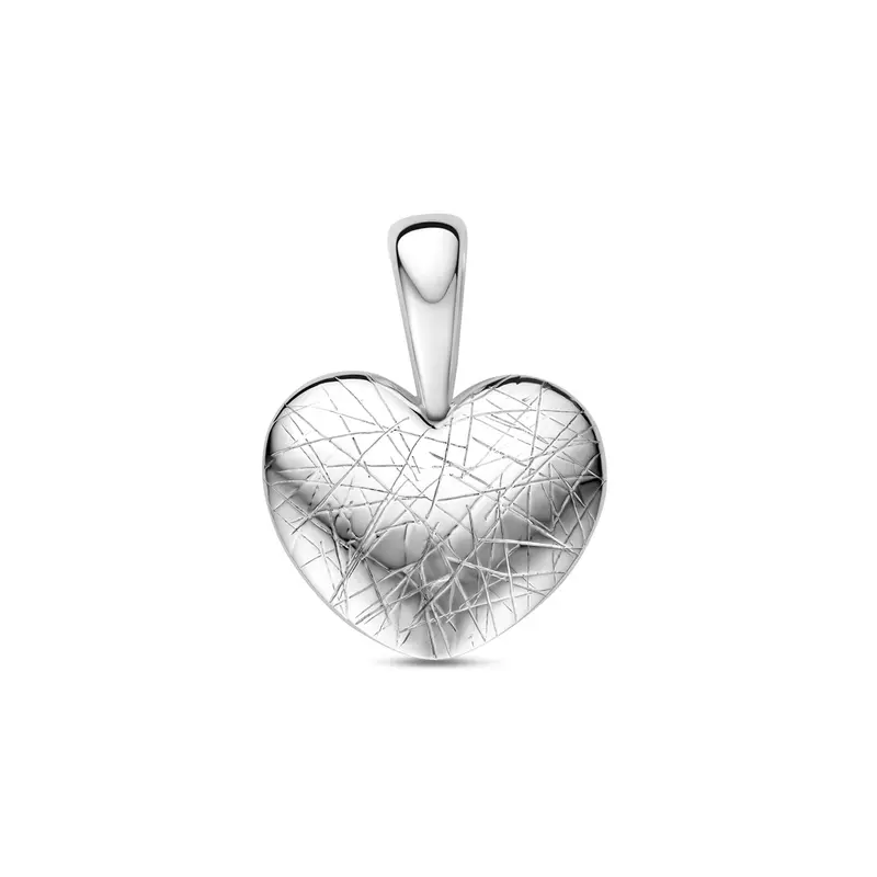 Hanger hart gescratcht zilver gerhodineerd 11 mm