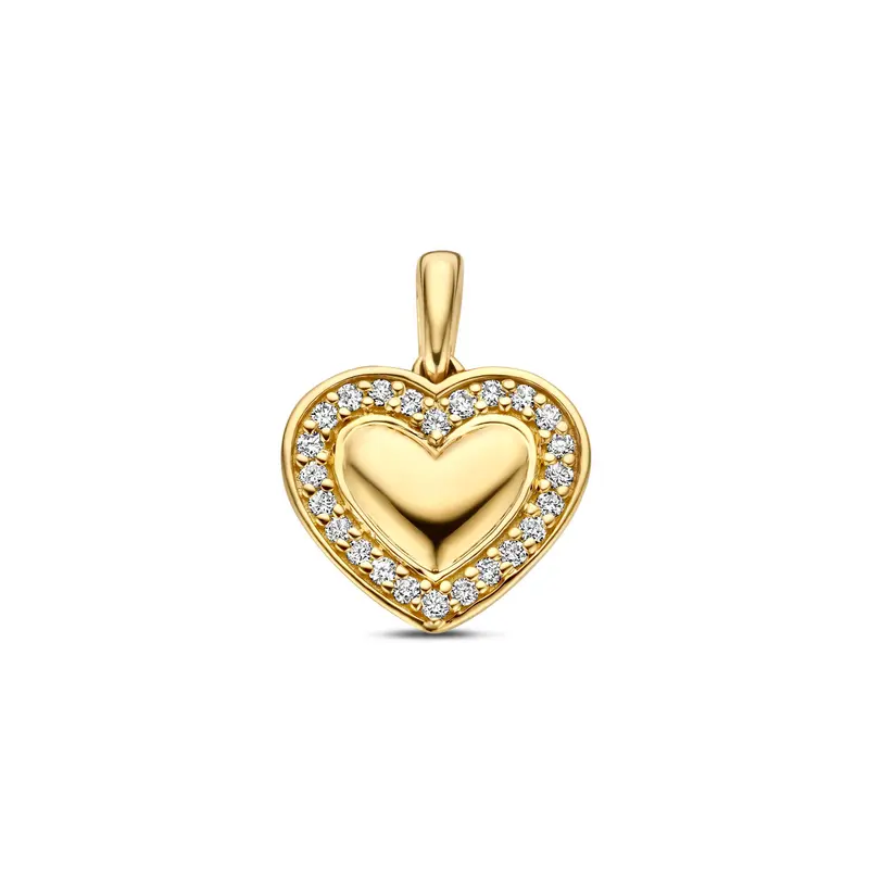 Hanger hart lab grown diamant 0.11ct f vs 14K geelgoud 10 mm