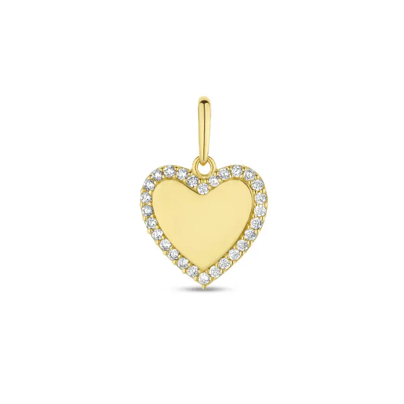 hanger hart zirkonia 14K geelgoud