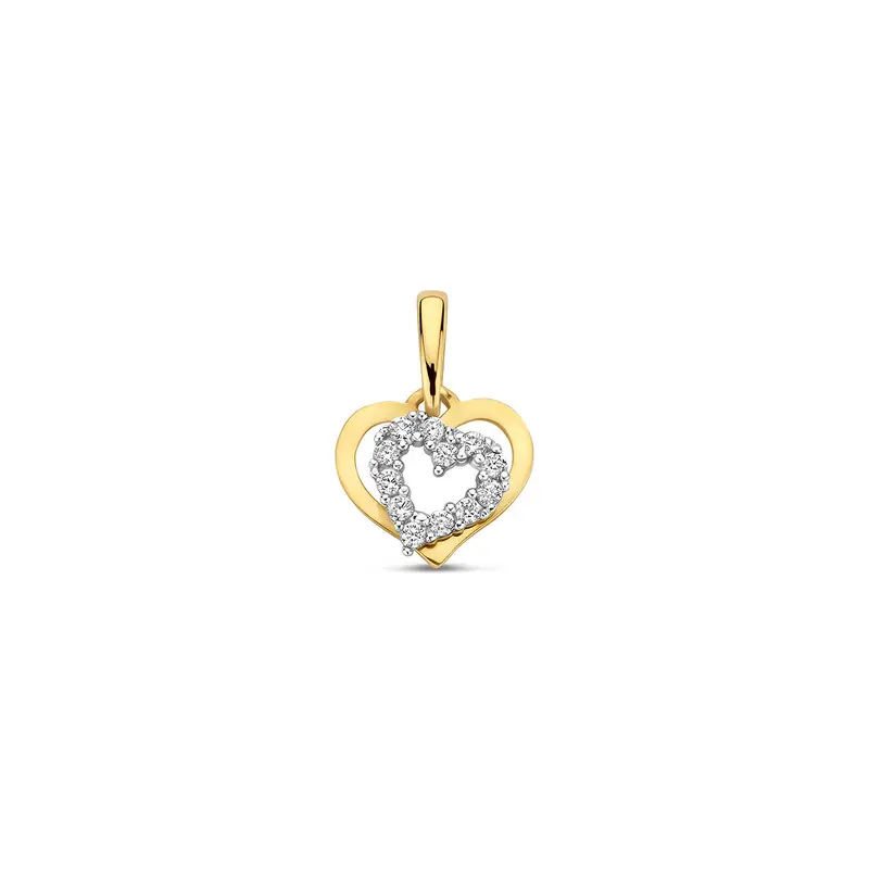 Hanger hart zirkonia 9K bicolor goud 7 mm