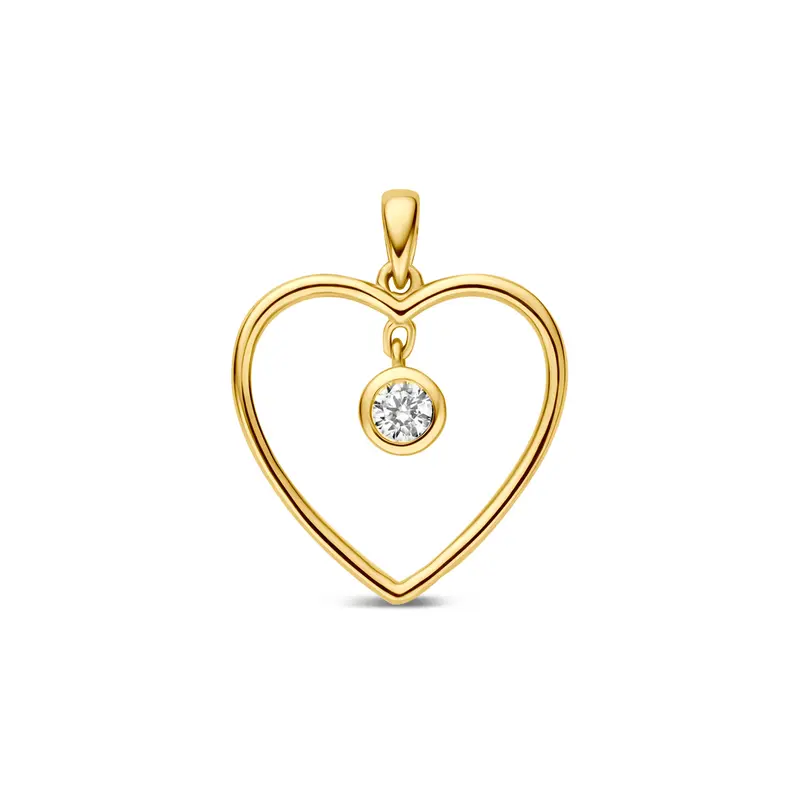 Hanger hart zirkonia 9K geelgoud 13 mm