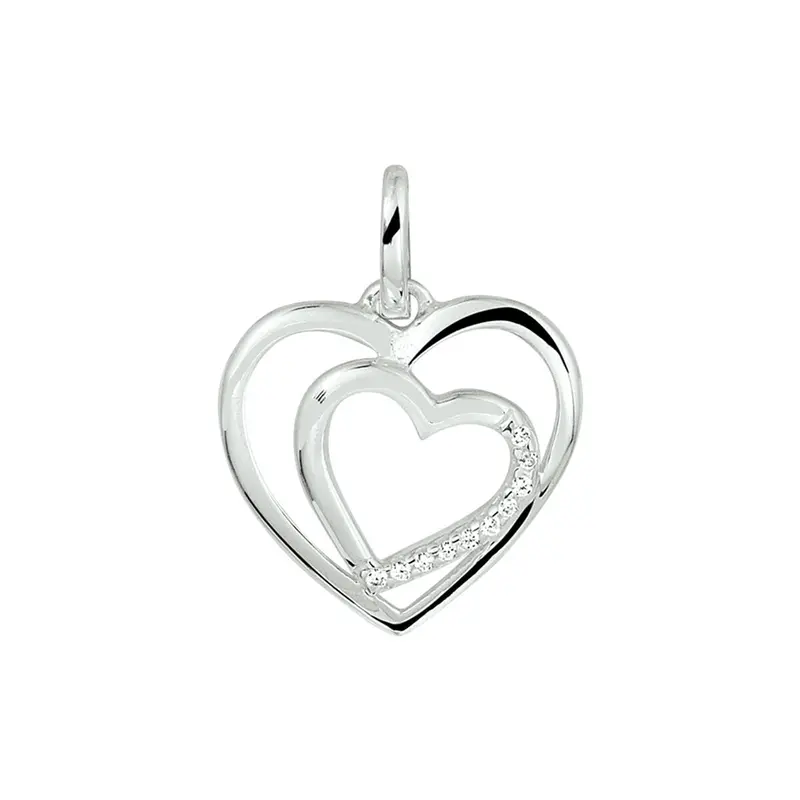 hanger hart zirkonia zilver gerhodineerd