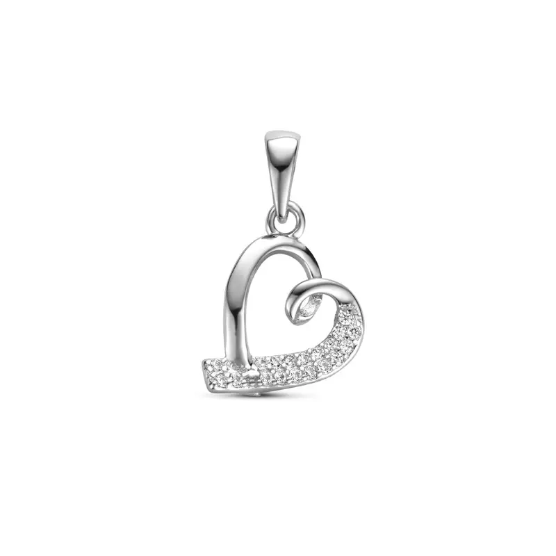 hanger hart zirkonia zilver gerhodineerd