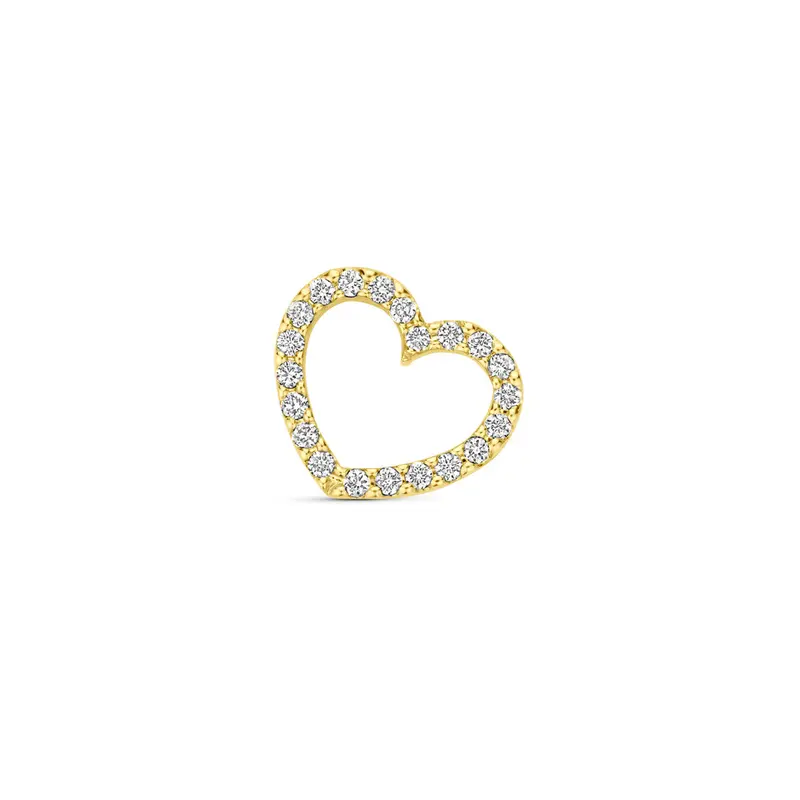 Hanger hartje diamant 0.06ct h si 7 mm 14K geelgoud