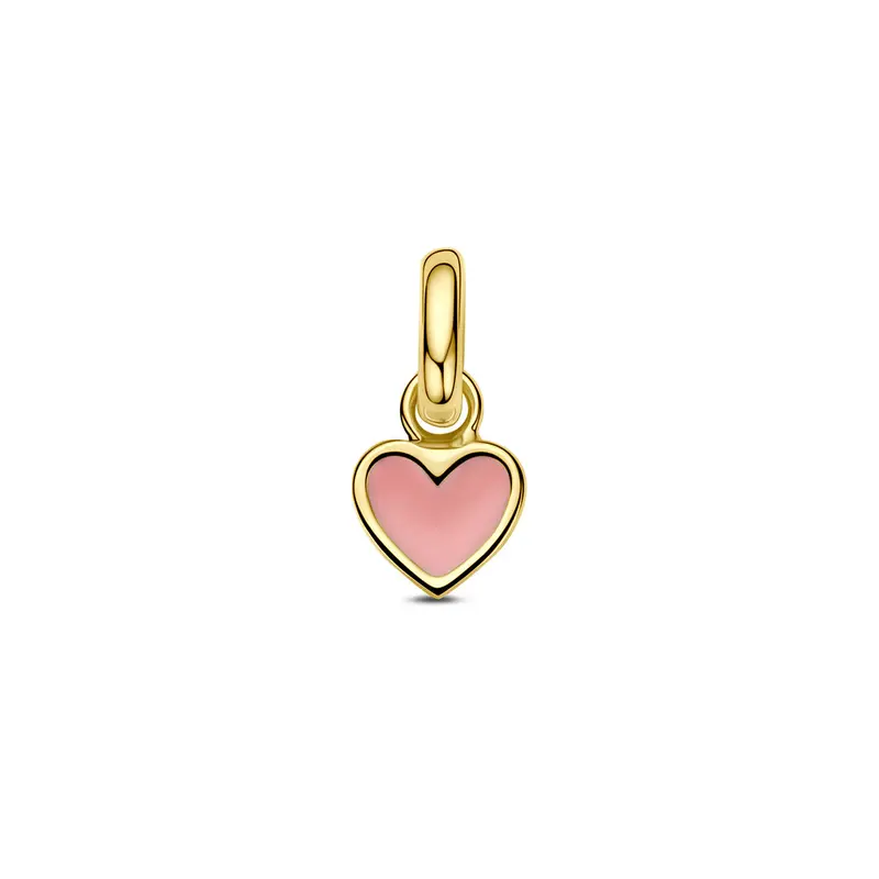Hanger hartje roze 9K geelgoud 4,5 mm