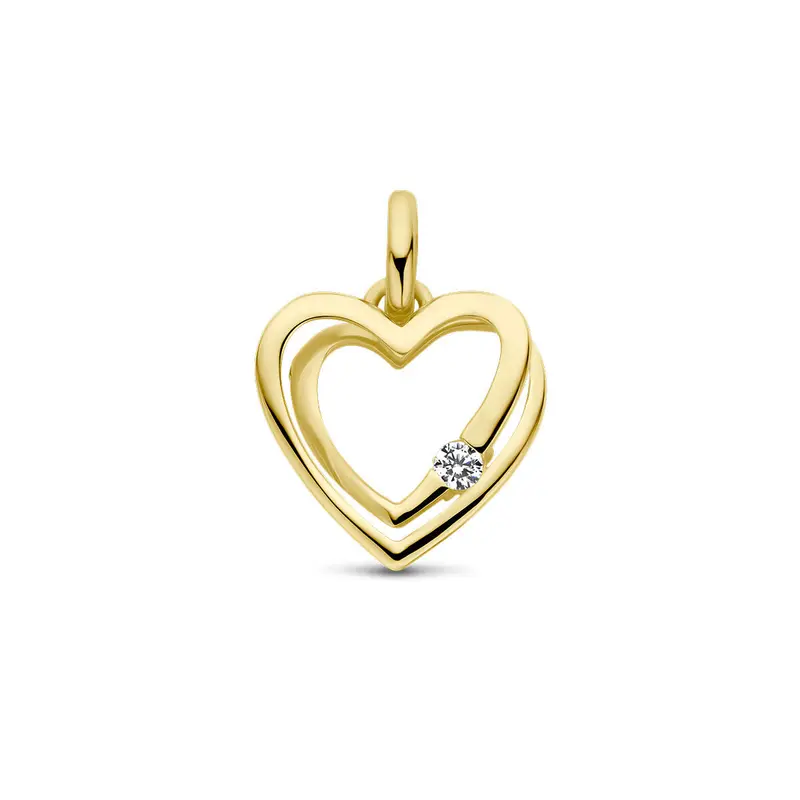 hanger hartje zirkonia 14K geelgoud