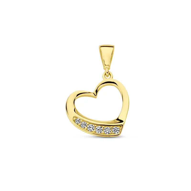 hanger hartje zirkonia 14K geelgoud