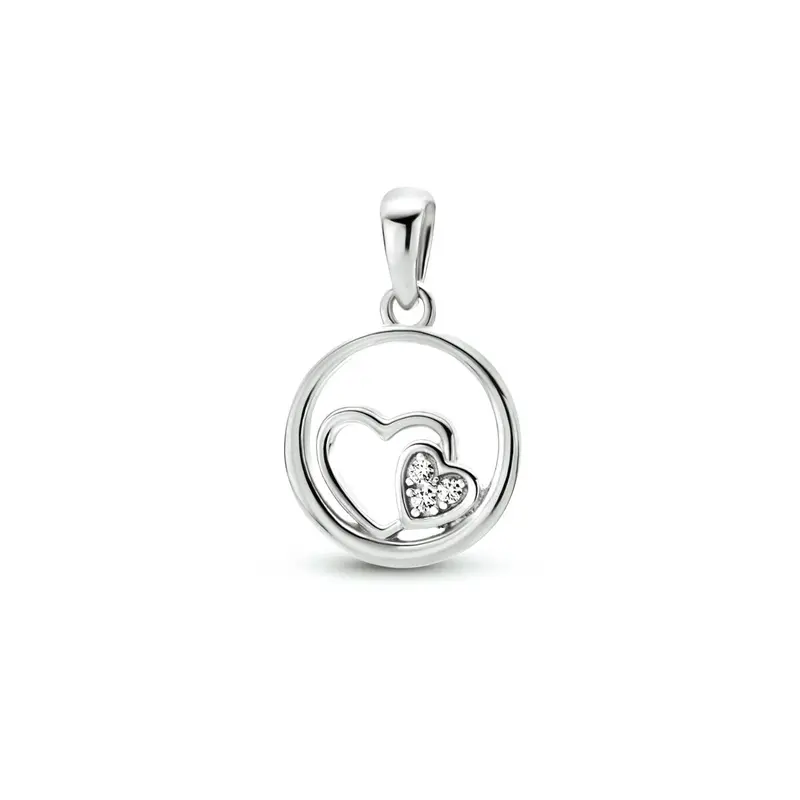 hanger hartjes zirkonia zilver gerhodineerd