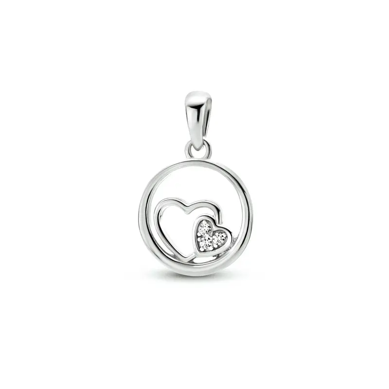 hanger hartjes zirkonia zilver gerhodineerd