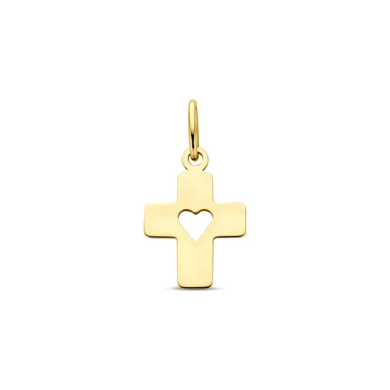 Hanger kruis en hartje 18 mm 14K geelgoud