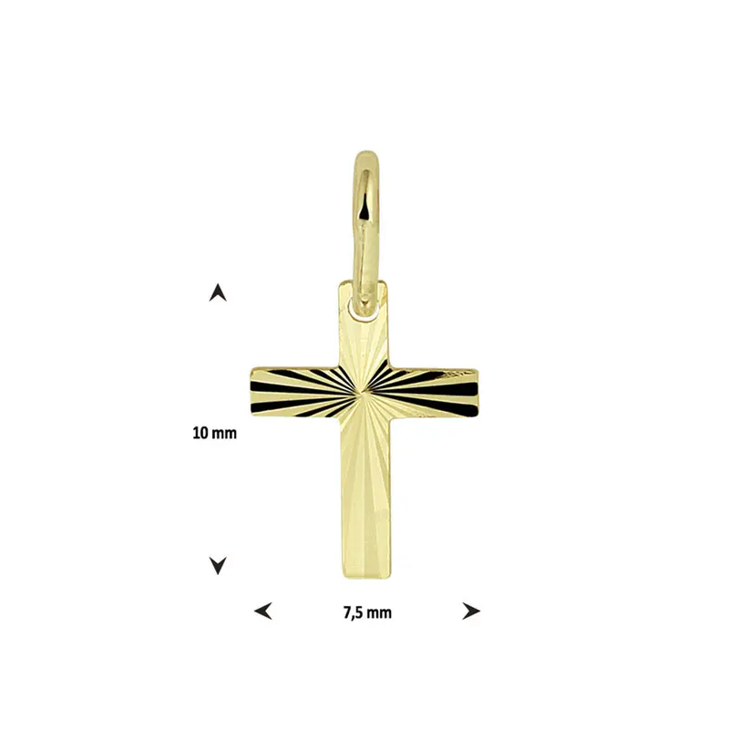 hanger kruis massief 14K geelgoud