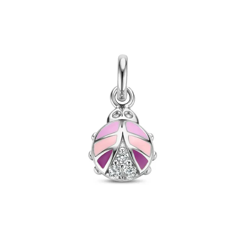 hanger lieveheersbeestje zirkonia zilver gerhodineerd