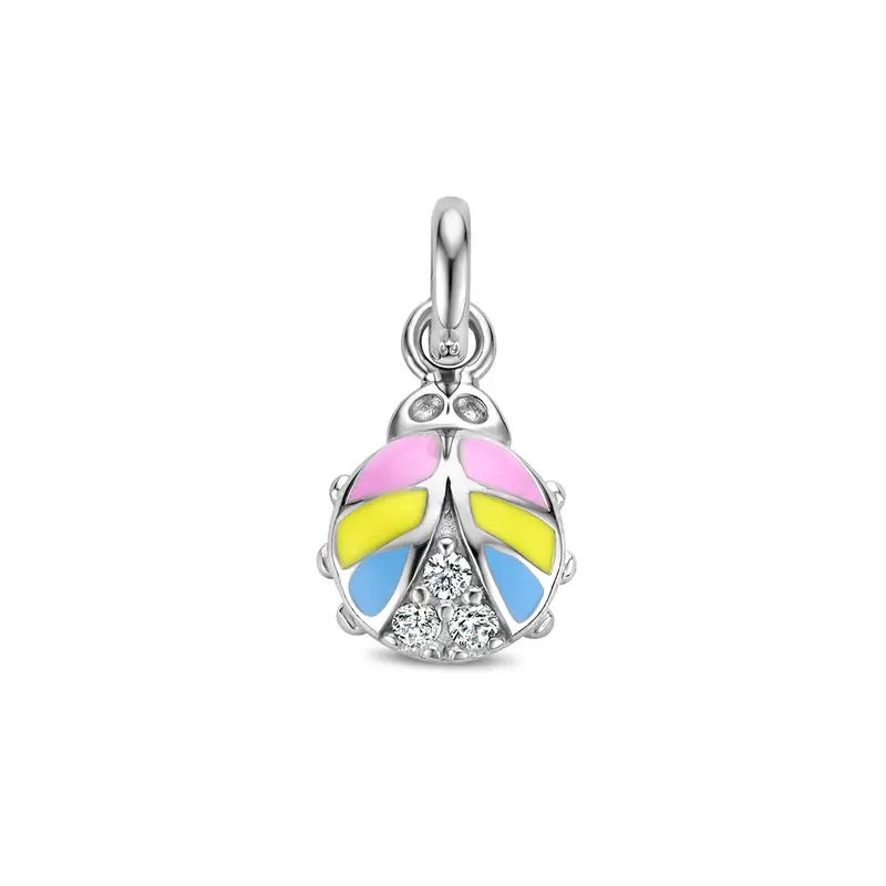 hanger lieveheersbeestje zirkonia zilver gerhodineerd