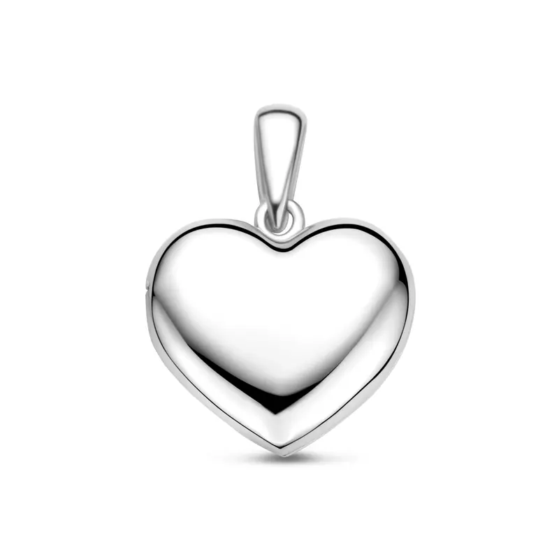 Hanger medaillon hart zilver gerhodineerd 12 mm