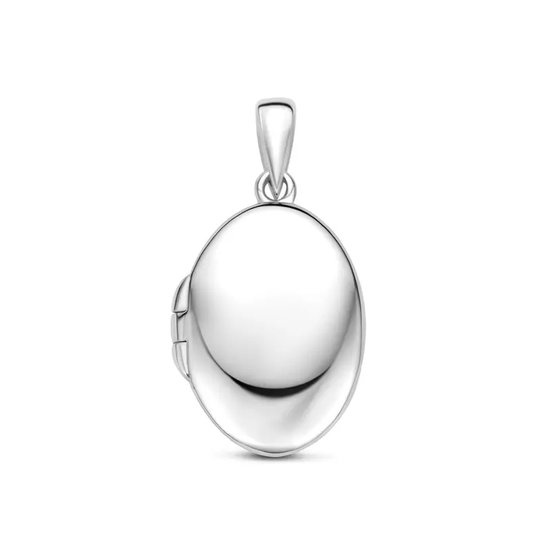 Hanger medaillon ovaal zilver gerhodineerd 16 mm