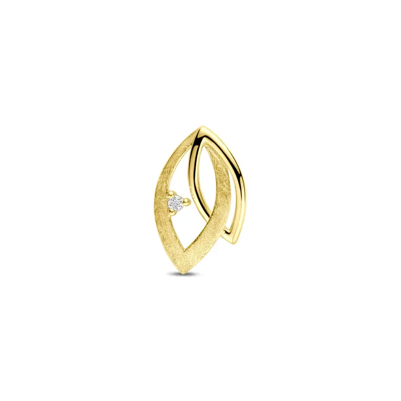 Hanger poli/mat diamant 0.02ct h si 15,5 mm 14K geelgoud