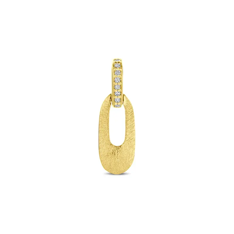 Hanger poli/mat diamant 0.03ct h si 20 mm 14K geelgoud