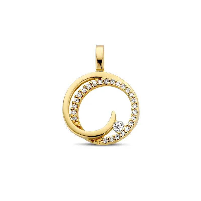 hanger rondje diamant 0.13ct h si 14K geelgoud