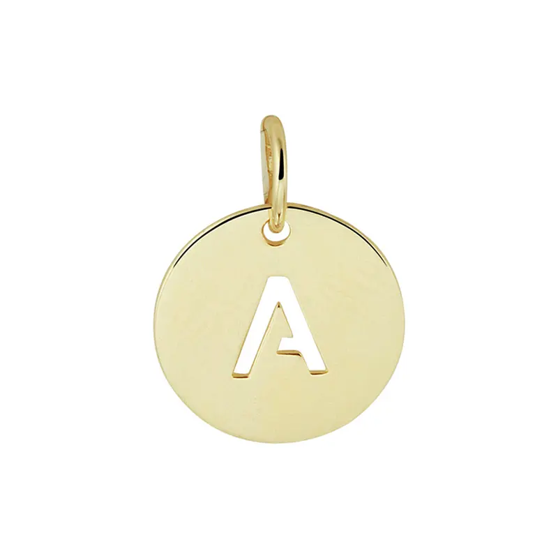 Hanger rondje letter 13 mm 14K geelgoud
