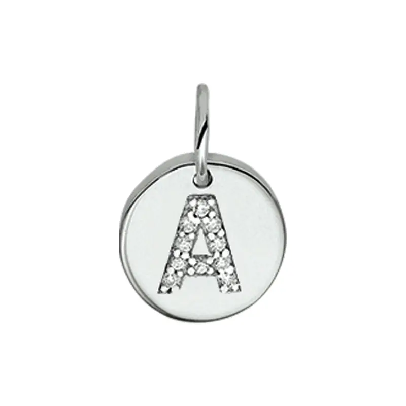 Hanger rondje letter zirkonia zilver