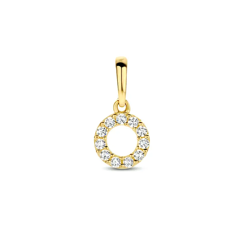 hanger rondje zirkonia 14K geelgoud