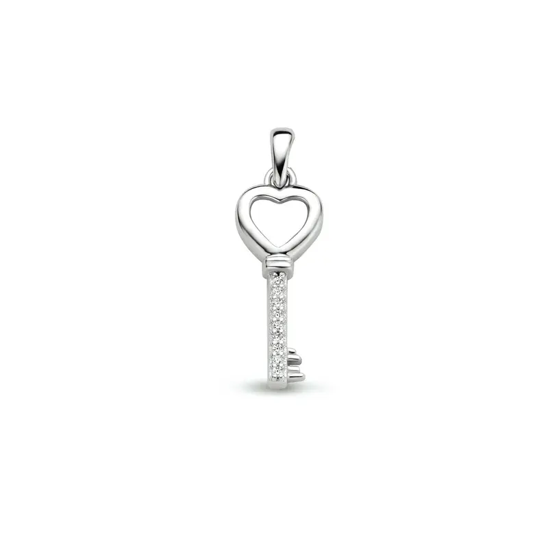 hanger sleutel zirkonia zilver gerhodineerd