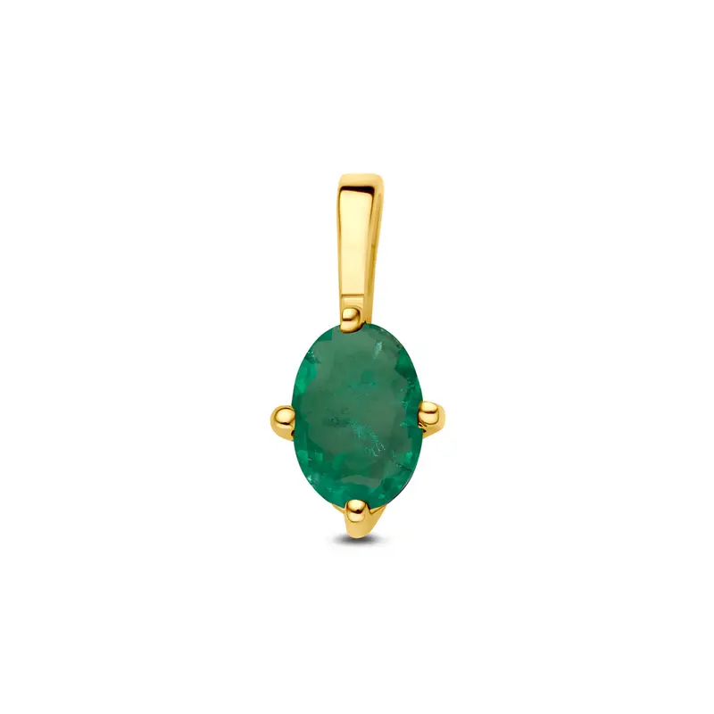 Hanger smaragd 14K geelgoud 11,5 mm
