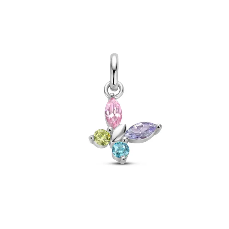 hanger vlinder meerdere kleuren zirkonia zilver gerhodineerd