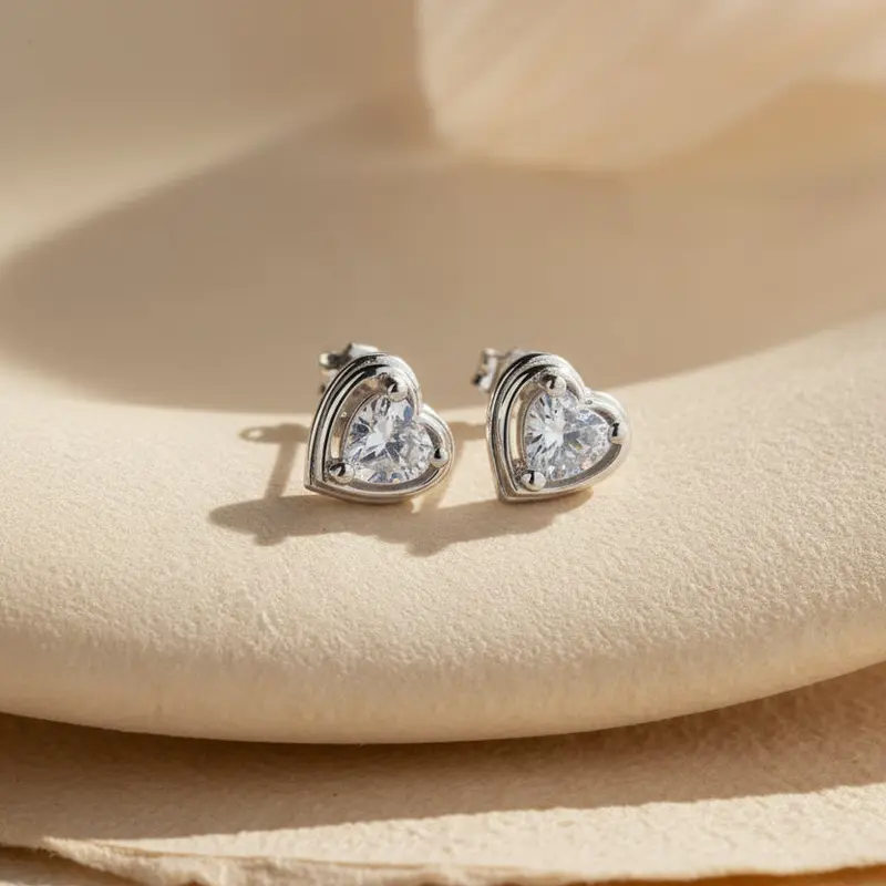 Hart Oorbellen met Zirkonia | 925 Zilver