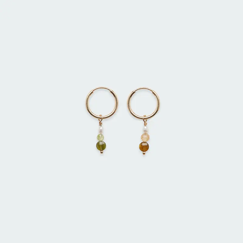 Hoop with 3 Tourmaline Charm