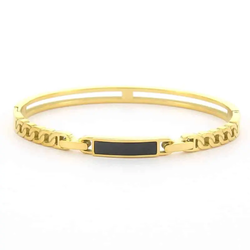 Kalli Kalli Ankerschakel Zwarte Armband 2175G – Goudkleurig 58 mm
