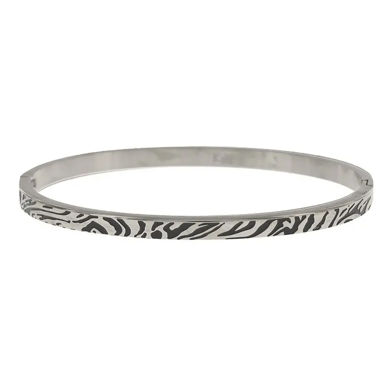 Kalli Kalli Sophia Tijgerprint Armband 2163 – Zilverkleurig 4 mm
