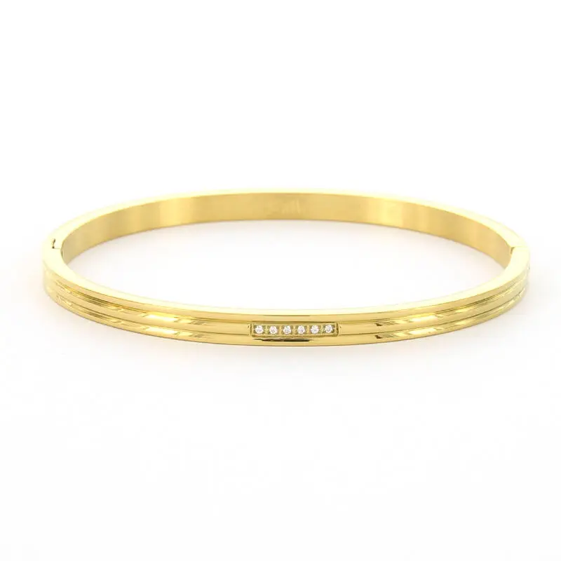 Kalli Kalli Streep Smal Armband 2181G – Zilverkleurig 58 mm