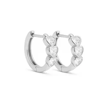 Karma Hinged Hoops AMOUR Zirconia Hearts 12mm H654S