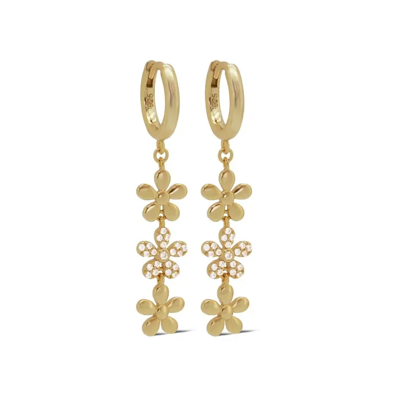 Karma Hinged Hoops DESIE Flower Goldplated A165GP