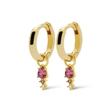 Karma Hinged Hoops Duo WINE RED Drop Goldplated