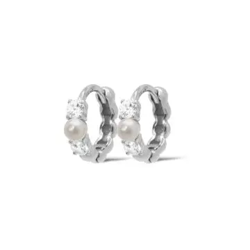 Karma Hinged Hoops Pearl Sieraad
