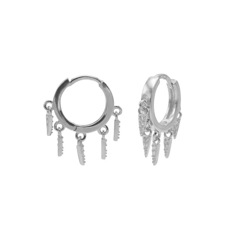 Karma Plain Hinged Hoops 5 Zirconia Cones 14MM M3183S