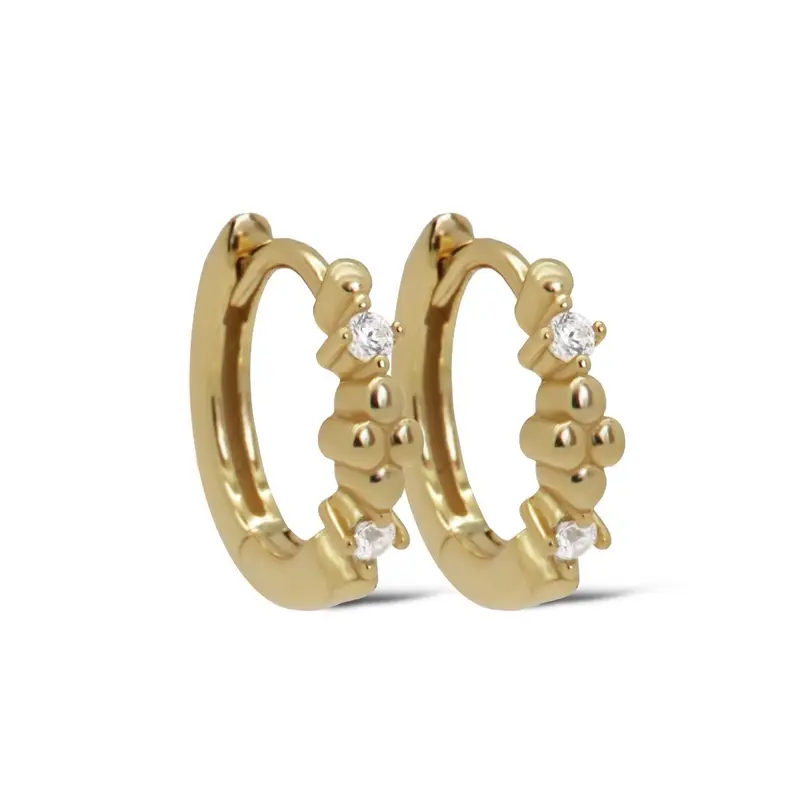 Karma Plain Hinged Hoops ELSAA Dots Goldplated H631GP