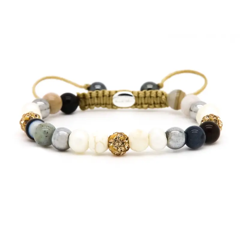Karma Spiral Golden Glass Armband 80021 Goud