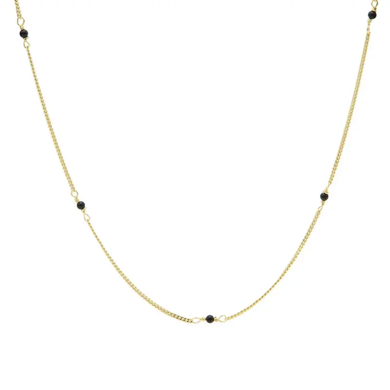 Karma Tiny Onyx Goldplated Ketting T255GP Goud