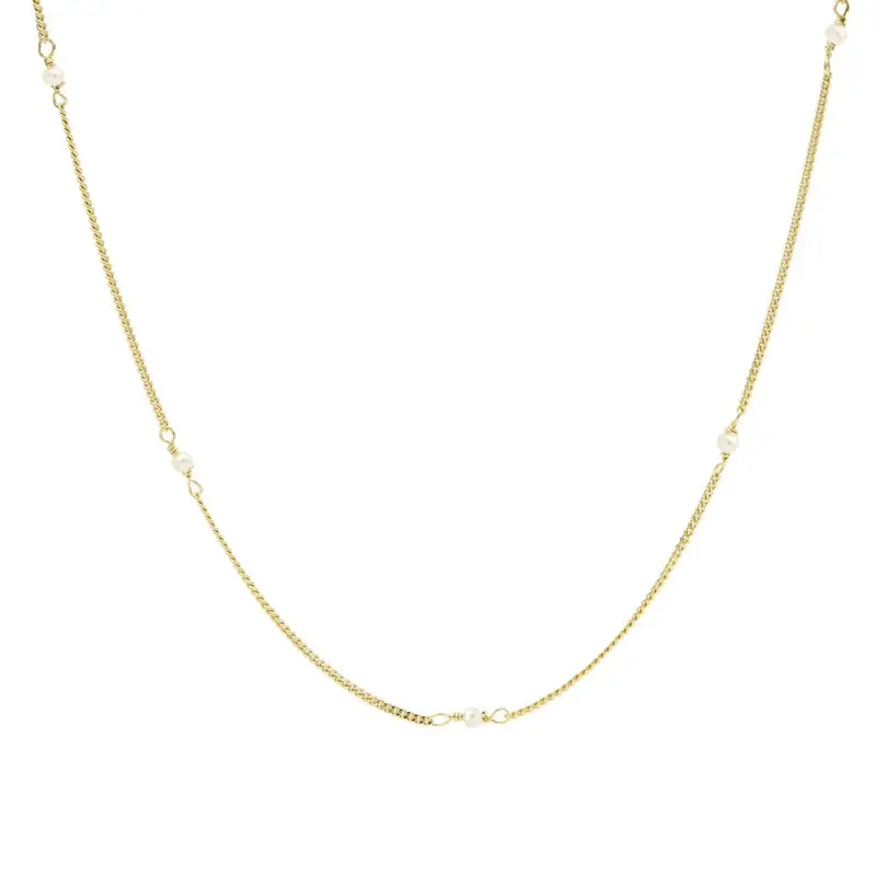 Karma Tiny Pearls Goldplated Ketting T257GP Goud