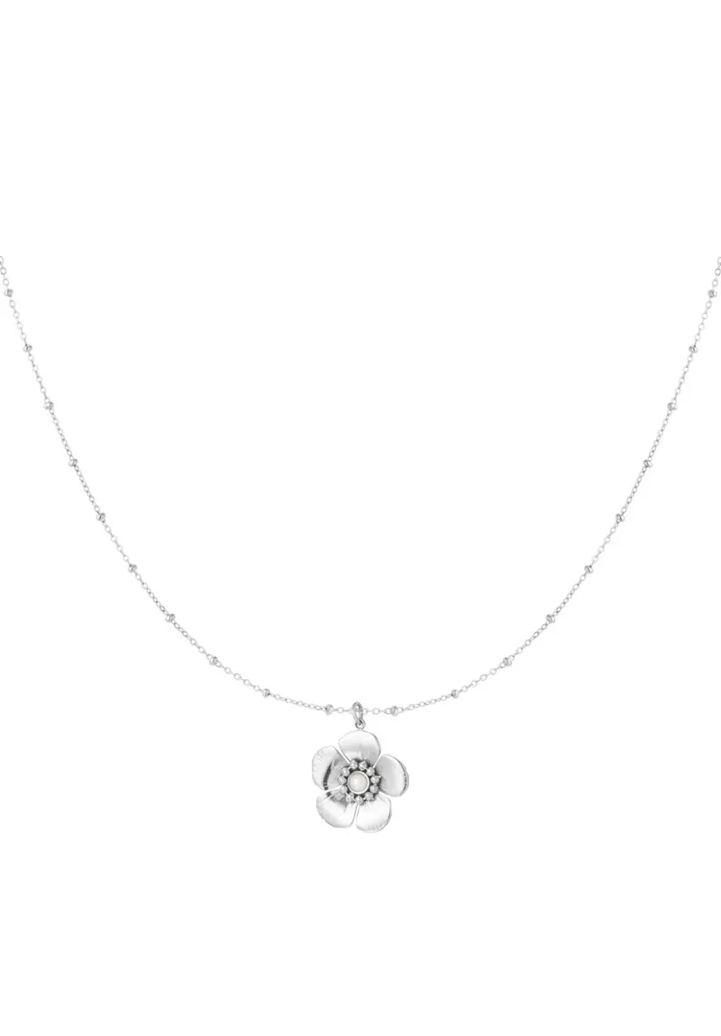 Ketting bloem zilver