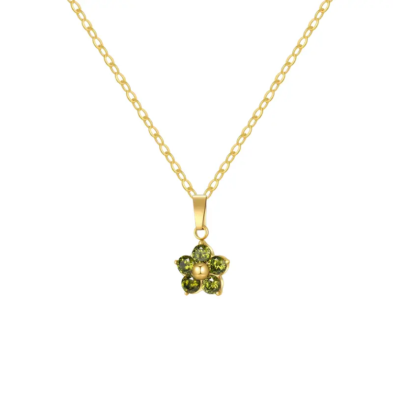 Ketting crystal flower olijfgroen
