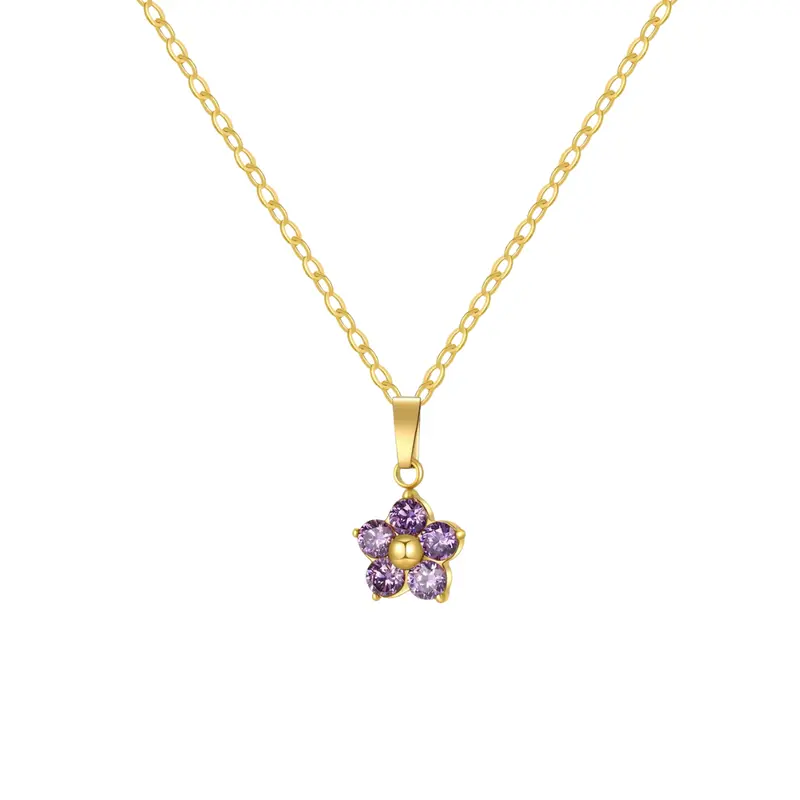 Ketting crystal flower paars