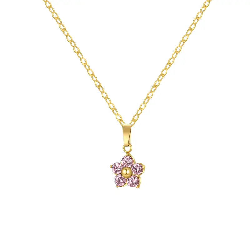 Ketting crystal flower roze