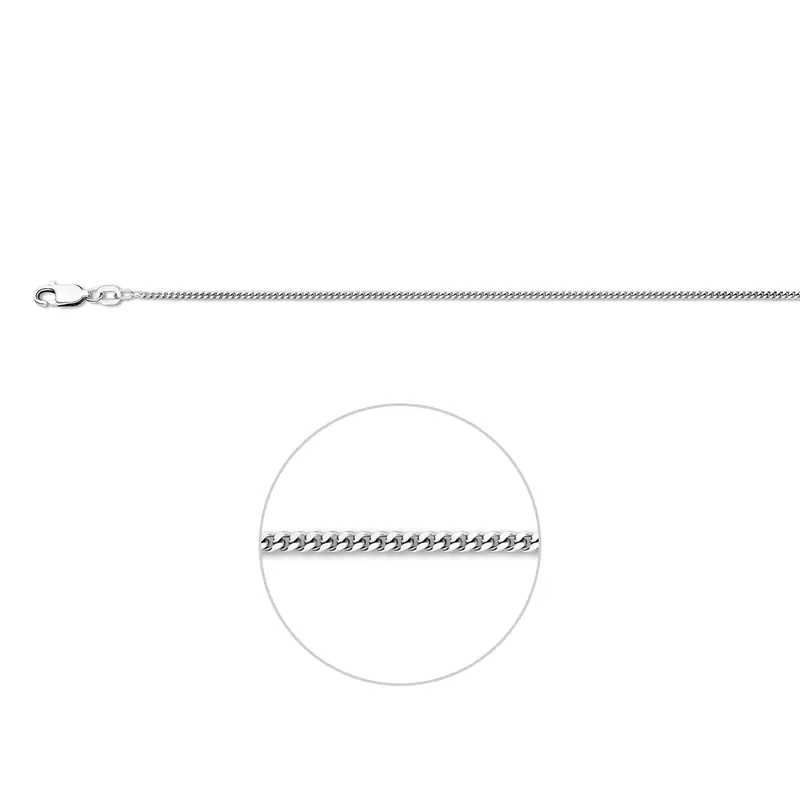 Ketting gourmette 1,6 mm zilver gerhodineerd
