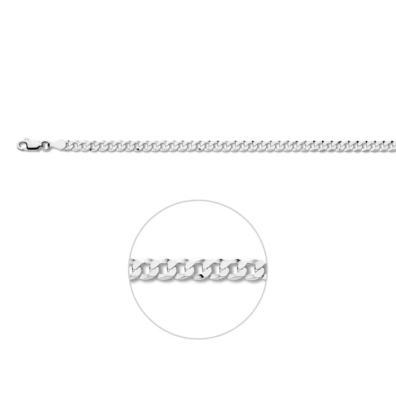 Ketting Gourmette 6 zijdes geslepen 4,3 mm zilver wit – 1021680